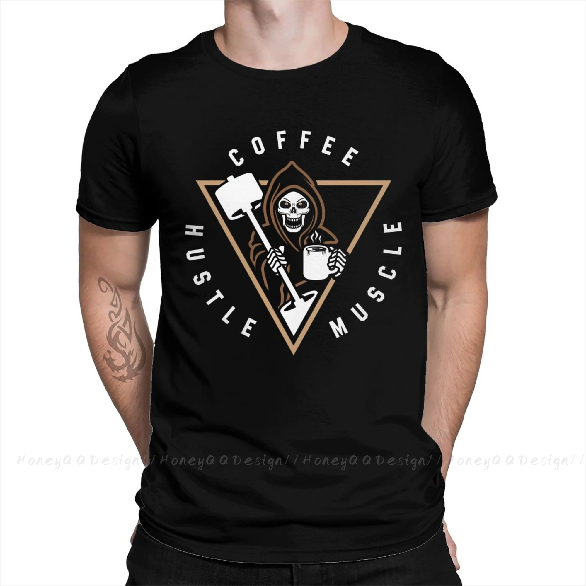 

Sons of Anarchy Crime TV Drama Coffee Hustle Muscle Grim Reaper T-Shirt Cotton Short Summer Sleeve Casual Plus Size Shirt Adults