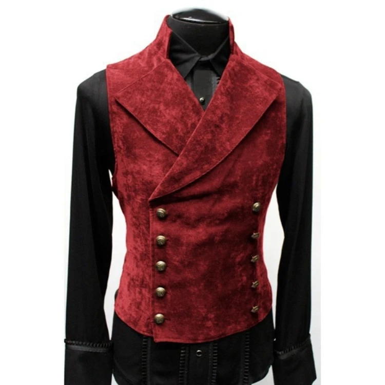 Gothic Steampunk Velvet Vest Men Prom Costume Stage Cosplay Double Breasted  men jacket  jackets for men