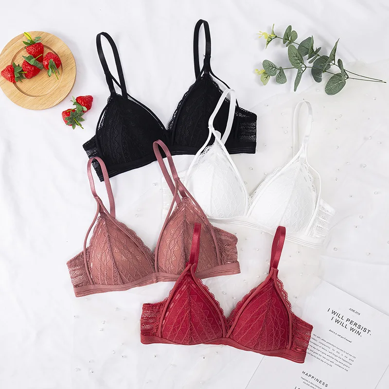 

Floral Bras for Women Sexy Lingerie Beauty Back Deep V Bralette Wire Free Thin Underwear Push Up Bra Female Brassiere