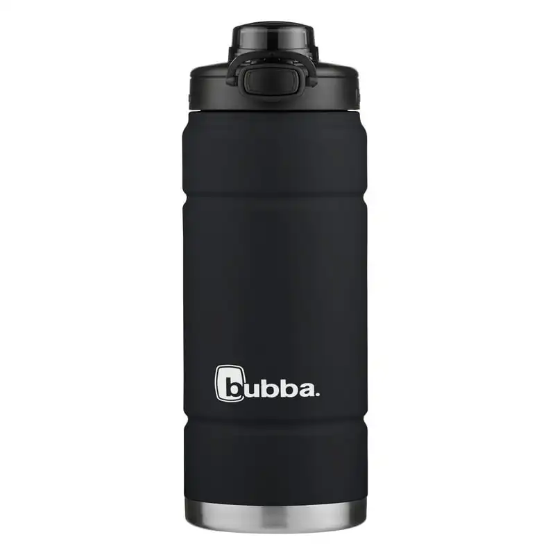 

Free shipping Stainless Steel Water Bottle Push Button Lid Rubberized Black, 24 fl oz.