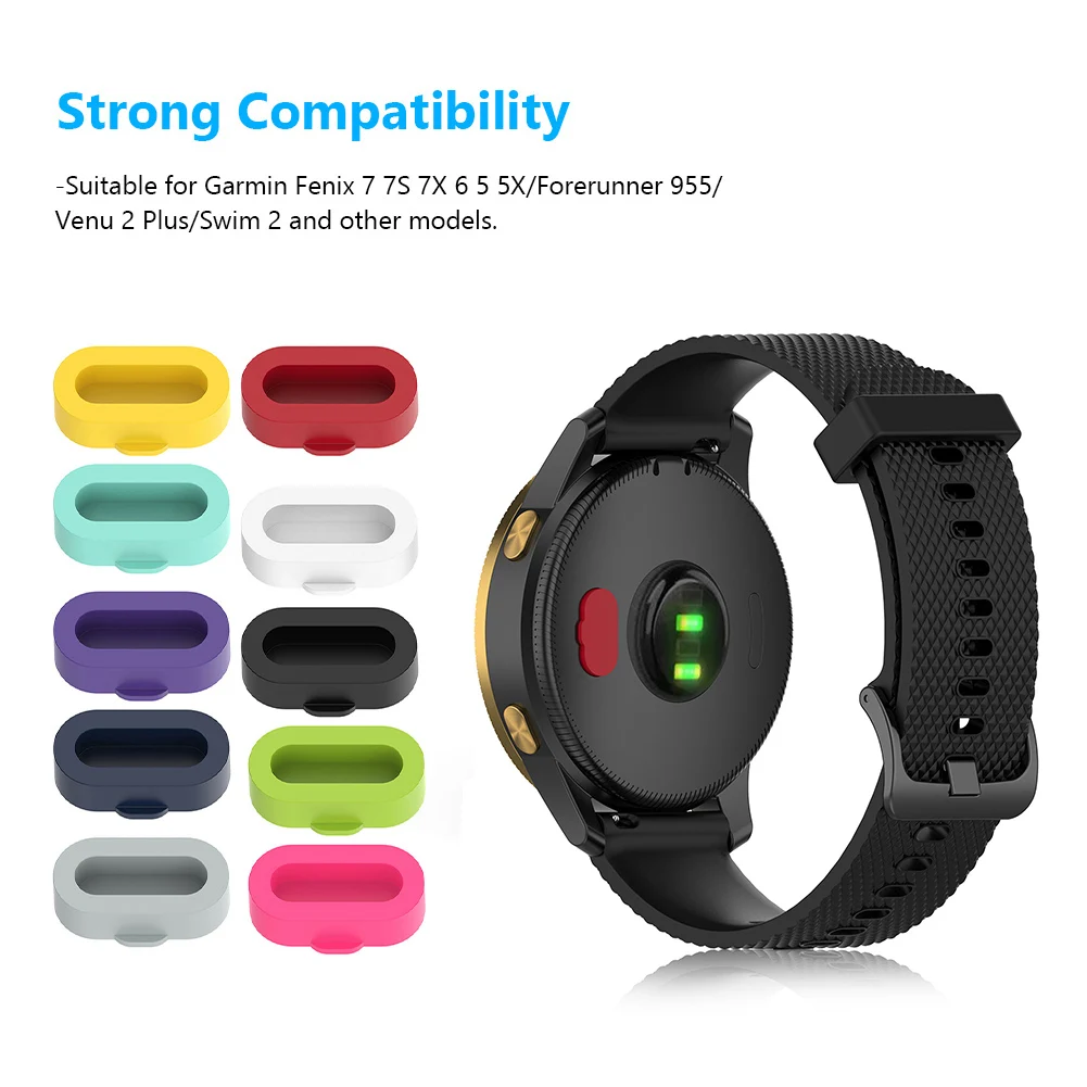 

10 шт. пылезащитный чехол для зарядного порта Garmin Fenix 7 7s 7x6 5 5x, силиконовая защитная заглушка, аксессуары для часов