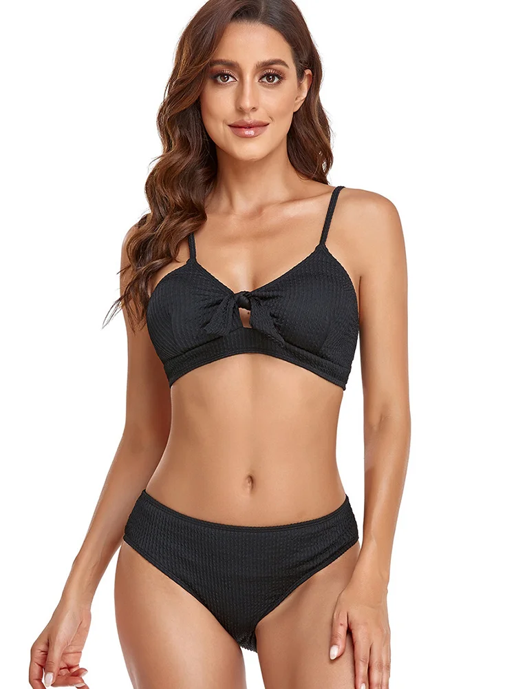 

Однотонные бикини, купальник в рубчик, женский купальник 2022, женское сексуальное бикини на бретелях, комплект бикини с бантом, женская пляжн...