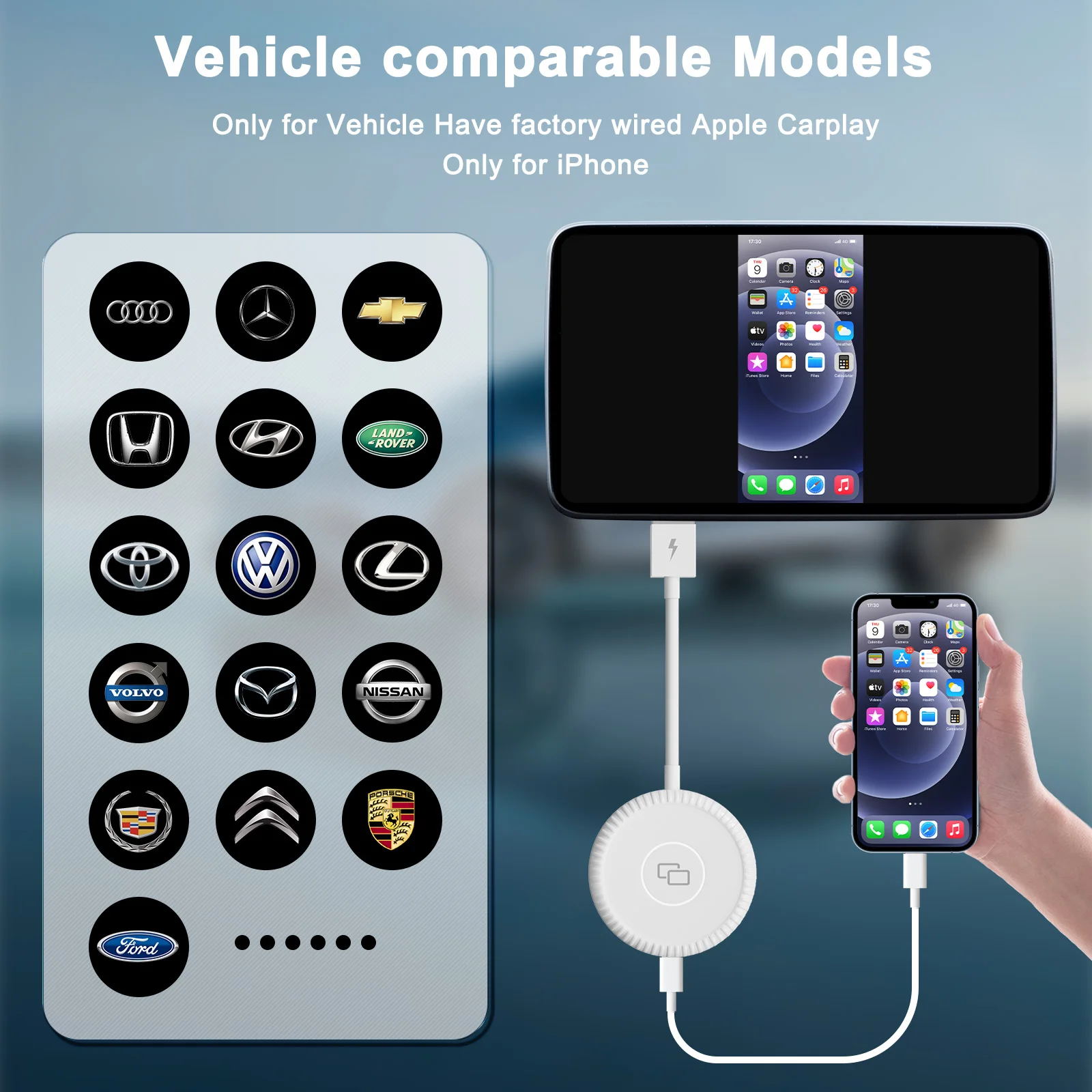 Iphone Carplay to Car Mirror Adapter Wired Carplay Mirrorring Dongle Carplay Adater for Factory Wired Carplay Converter
