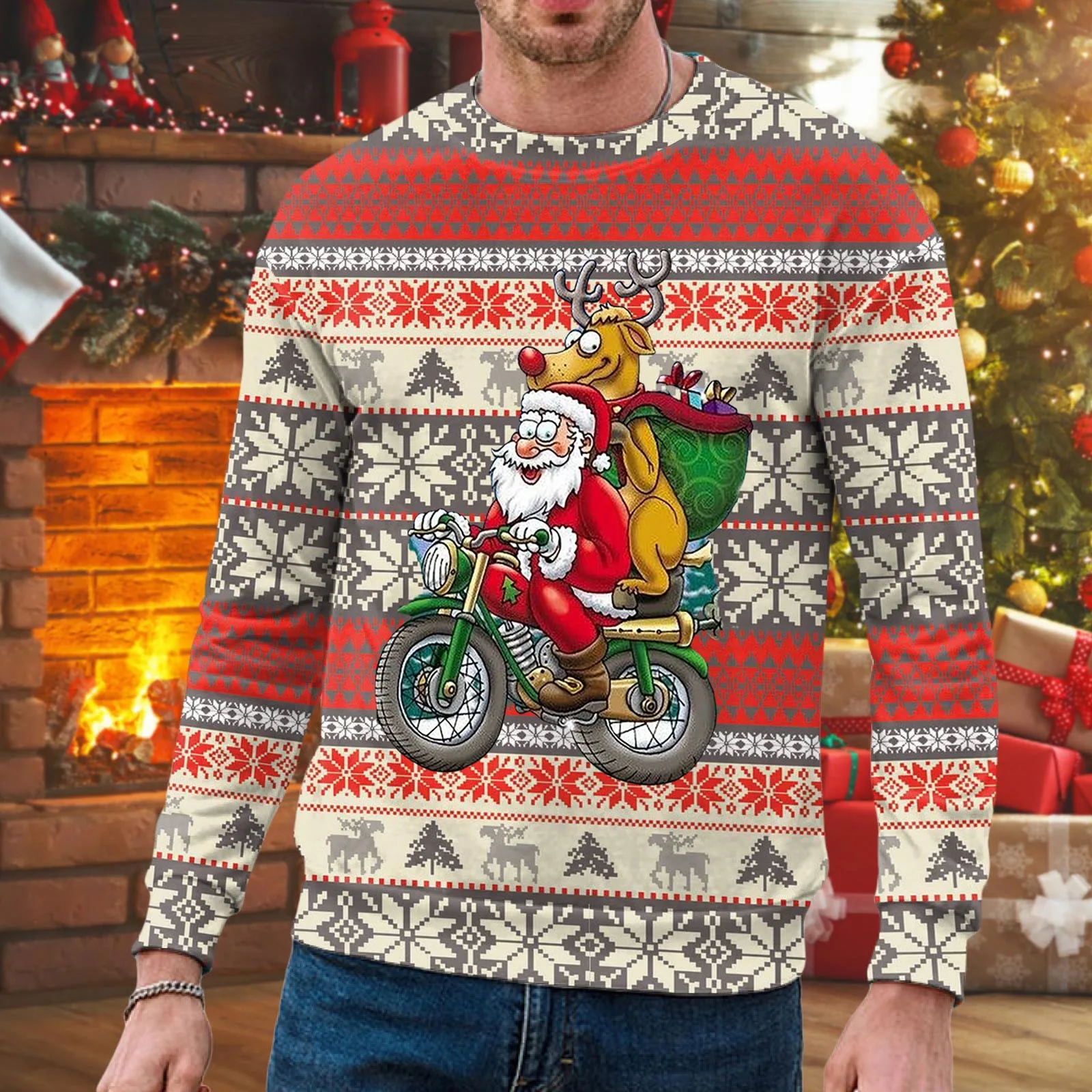 

Men'S Christmas Pullover Funny Navidad Sweatshirt Cartoon Casual Jumper Pullovers Graphic Themed Hoody Santa-Claus Sudaderas