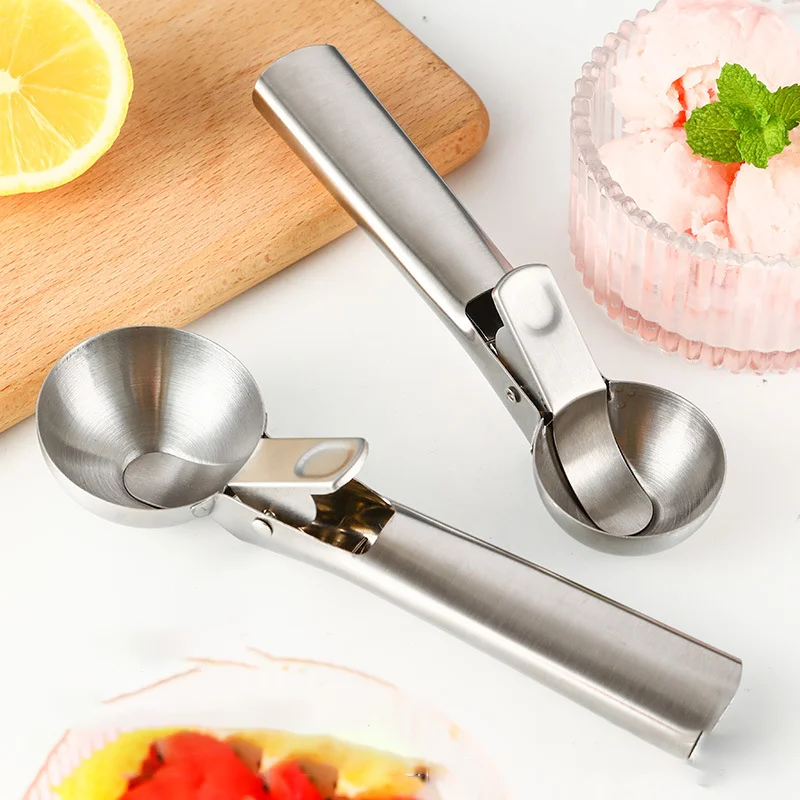 

Premium Ice Cream Scoop with Trigger Stainless Steel Multifunctional Fruit Watermelon Spoon Cookie Scoop for Baking Melon Baller