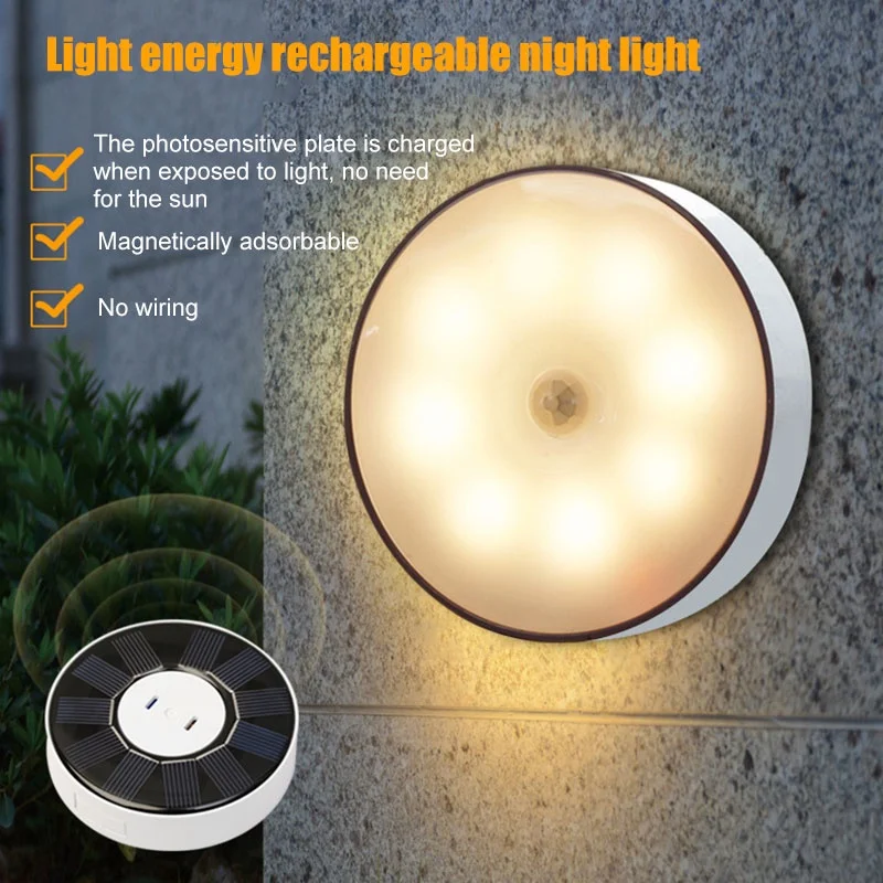 

Solar light Home Charging Induction Nightlight Wireless Charging Bedroom Bedside Stairs Intelligent Human Body Induction Light