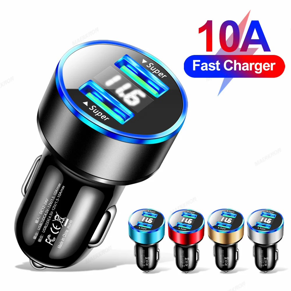 

Автомобильное зарядное устройство с 2 USB-портами, 10 А