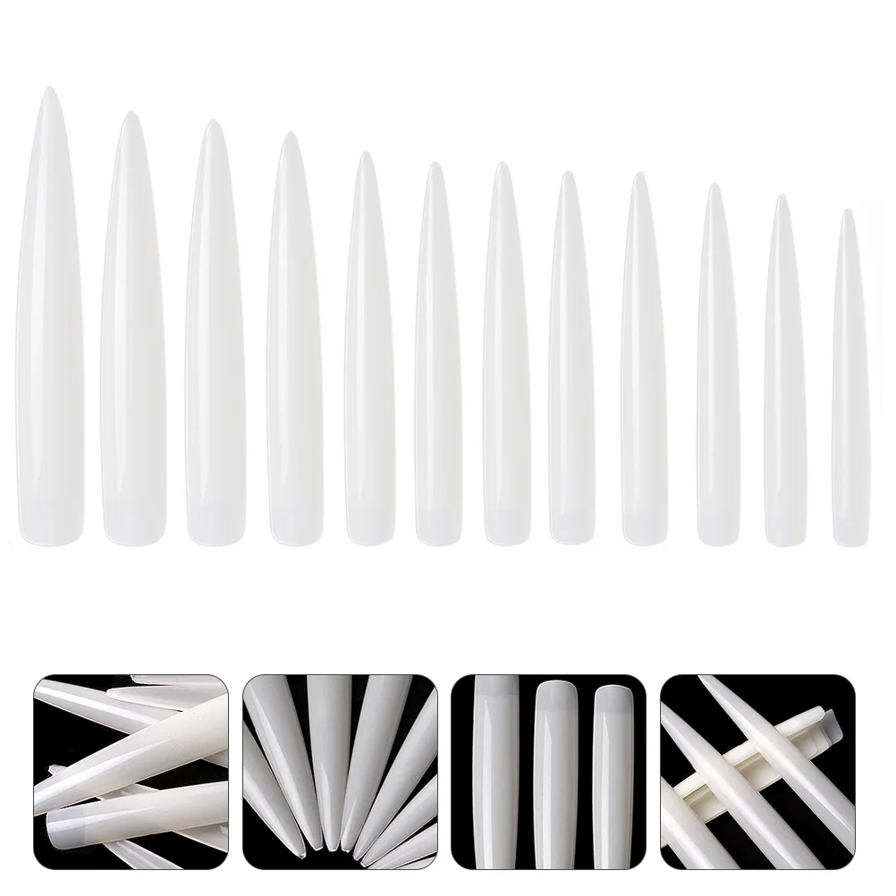 

Nail Nails Tips Fake False Stiletto Piecesglossy Fingernails Salonmanicure Women Fingernail Artificial Cover Clear