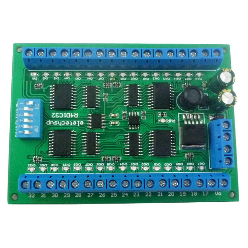 

DC 12 В 32-канальный RS485 Modbus RTU ULN2803A контроллер транзисторов ПЛК IO Плата расширения, только плата
