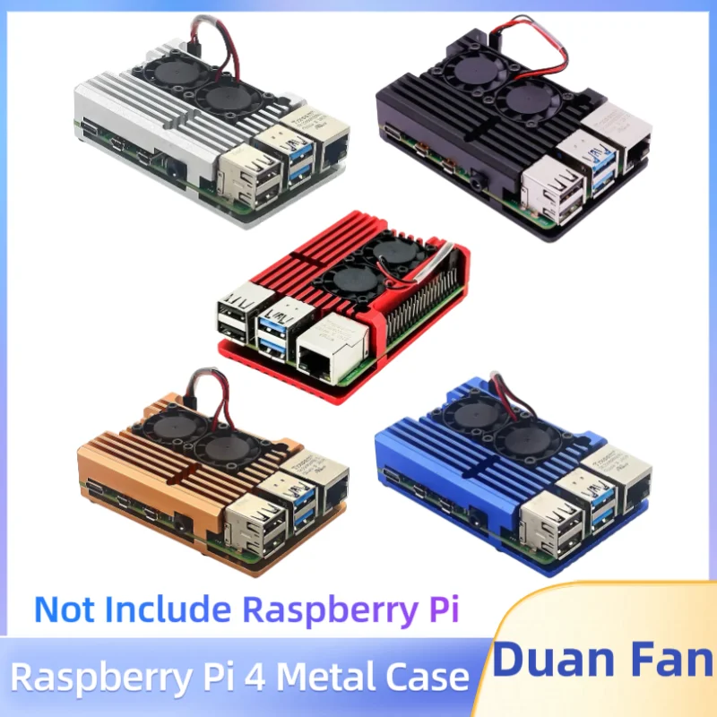 Алюминиевый корпус Raspberry Pi 4 с двойным охлаждающим вентилятором металлический