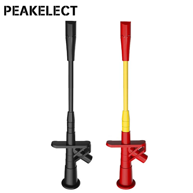 Peakelect P5005 2PCS Professional Piercing Needle Test Hook Clips Probe with 4mm Jack for Multimeter Electrical Testing 10A |