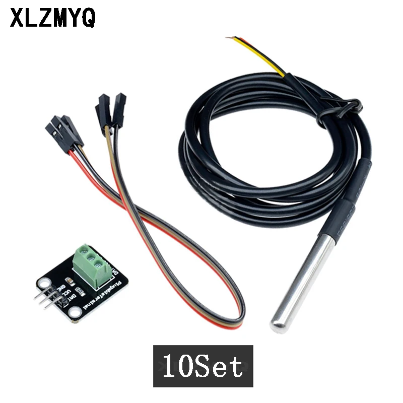 

Водонепроницаемый модуль датчика температуры DS18B20, 3-5,5 В, 1 м, 18B2 0, 10 комплектов