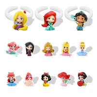 disney cartoon princesses clear printing ring white resizable size ring resin acrylic ring party accessories hot fashion mk367