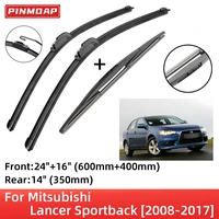 for mitsubishi lancer sportback 2008 2017 front rear wiper blades brushes cutter accessories j hook 2009 2014 2015 2016 2017