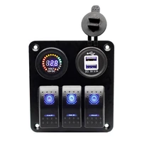 5 gang switch panel on off led rocker switch 5v 3 1a dual usb 12v dc voltmeter