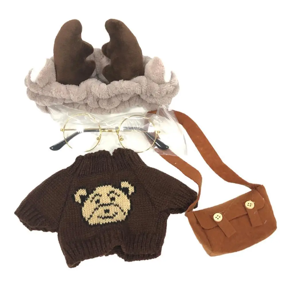 

30 см маленькая Желтая утка аксессуары для одежды плюшевая игрушка очки шляпа сумка Мультяшные мягкие куклы комплект одежды детский подарок...