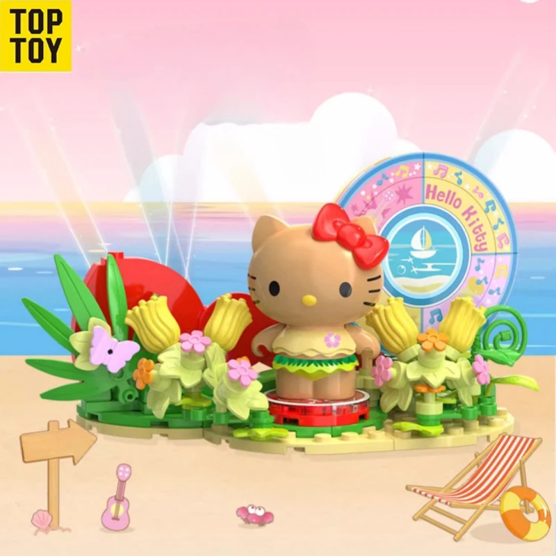 Новинка TOPTOY Sanrio Binhai праздничный Конструктор из черной кожи HELLO KITTY Детская сборка