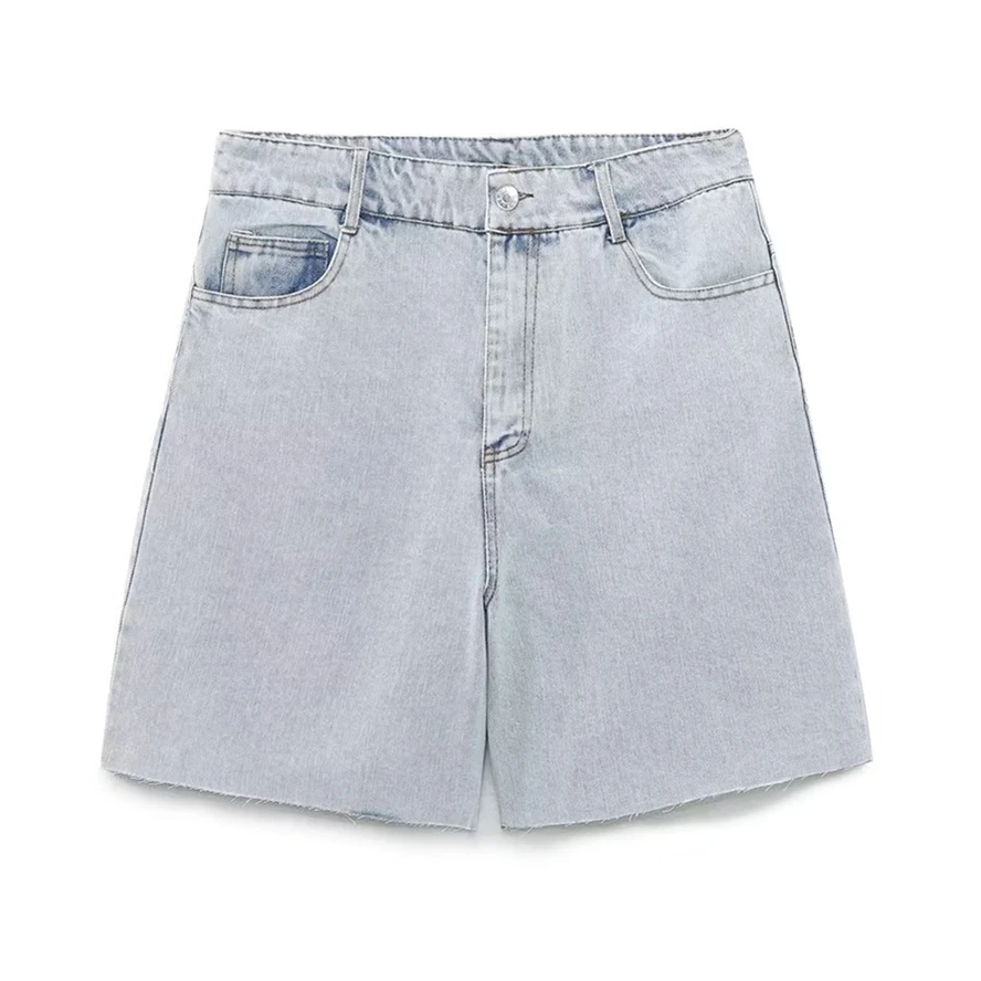 Withered Fashion High Waist Washed Distressed Shorts Ladies Summer Bermuda High Street Women's Denim Shorts