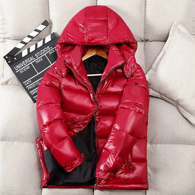 

White Duck Down Jacket for Men, Short Coat, Bright Surface, Thickened Clothing, Winter, New, 2023