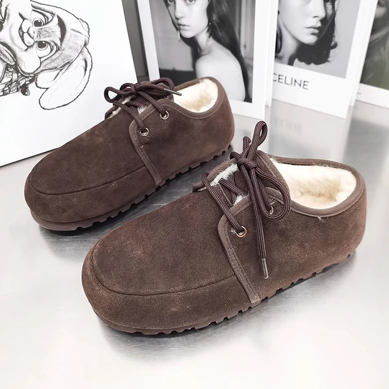 Зимние ботинки на плоской подошве с мехом женская зимняя теплая обувь трендовая