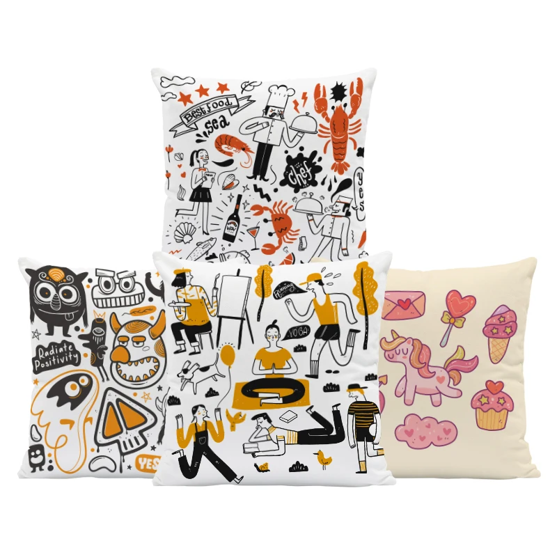

Фабричная наволочка граффити лучшая еда шеф-повар креветки Краб профессиональная печать бархатный Интерьер Декор задняя подушка для дома ...