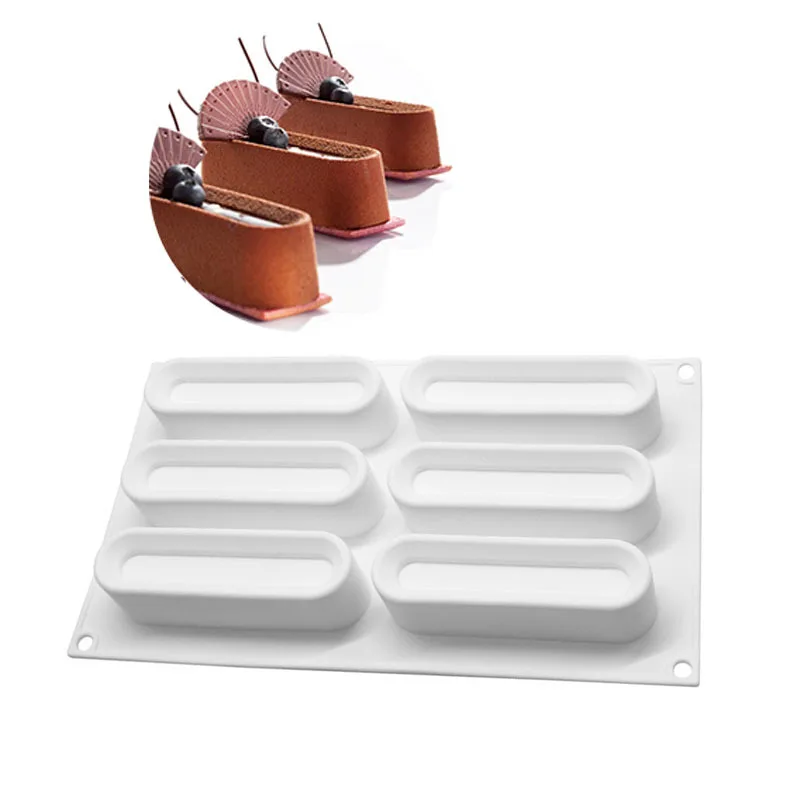 

10 Cavity Long Strip Silicone Cake Mold Mousse Mould Plastic Cutting Dies and Pastry Trays Dessert Baking Tools Bakeware