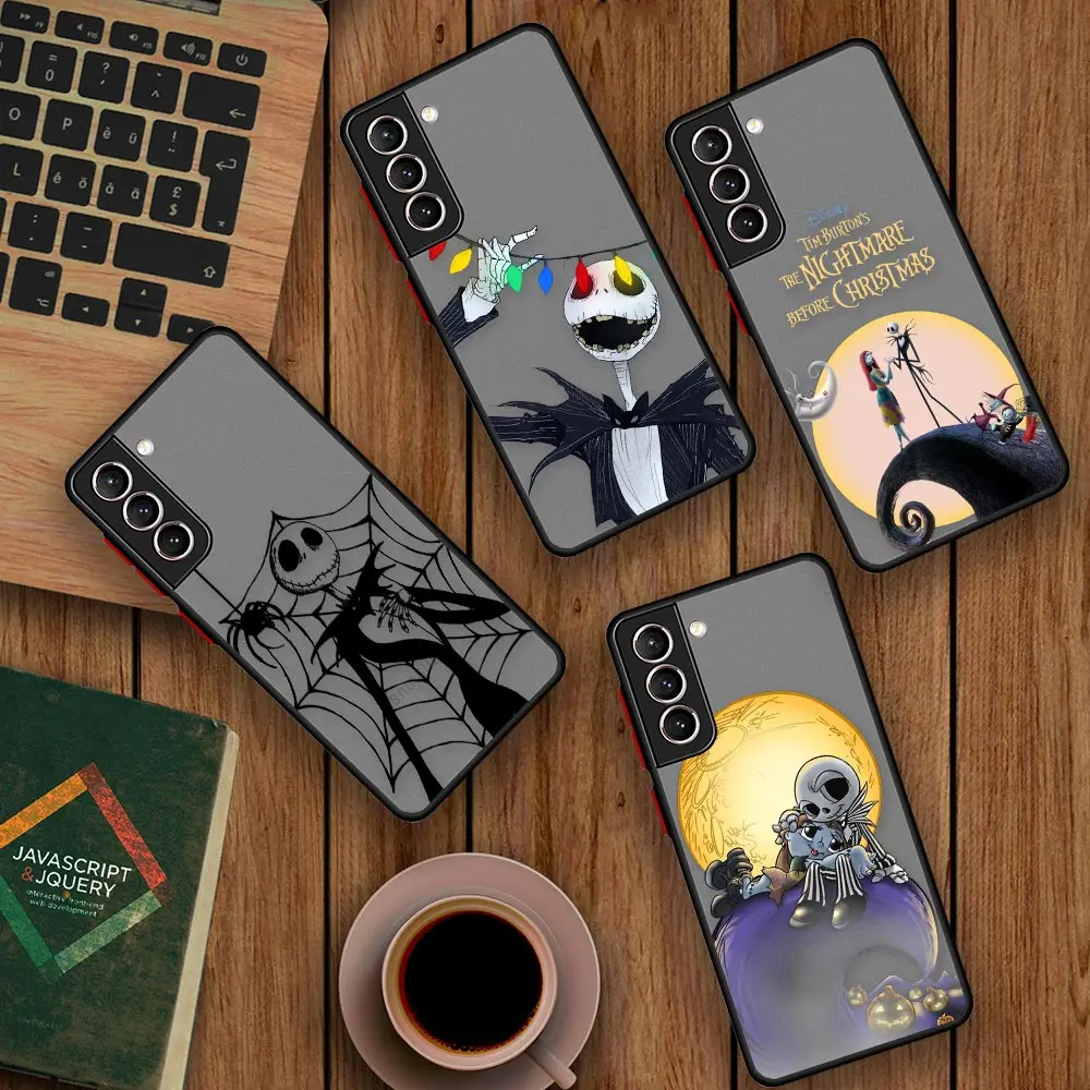 

The Nightmare Before Christmas Phone Case For Samsung S23 Cqoue Galaxy S20 S21 FE S22 Ultra S10 Lite S9 S8 Plus 5G Matte Cover