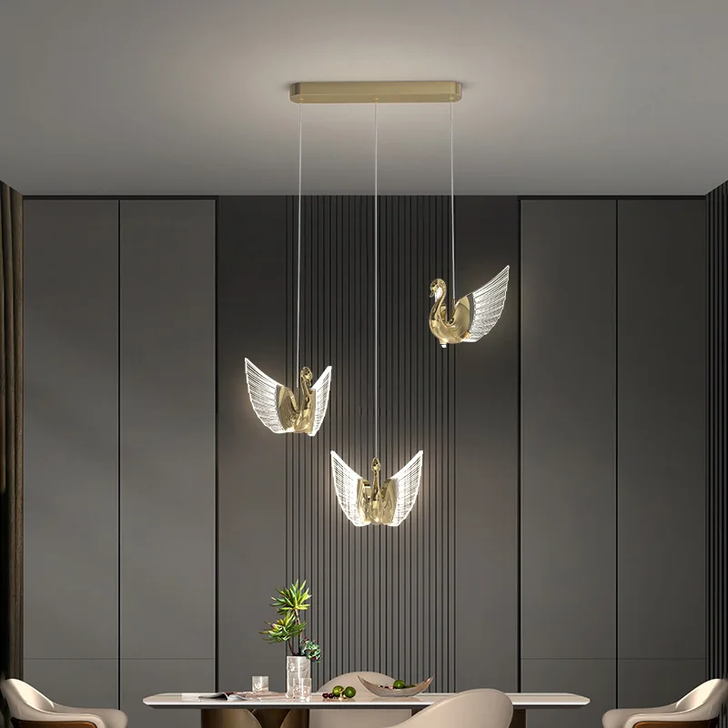 2023 новая Скандинавская роскошная дизайнерская акриловая люстра в виде лебедя