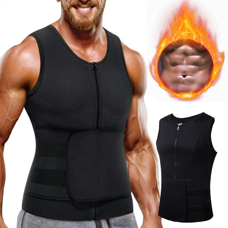 

Workout Shaper Shapewear Vest Slimming Compression Sweat Body Shirt Trainer Corset Sauna Hot Men's Zipper Neoprene Waist Fitness