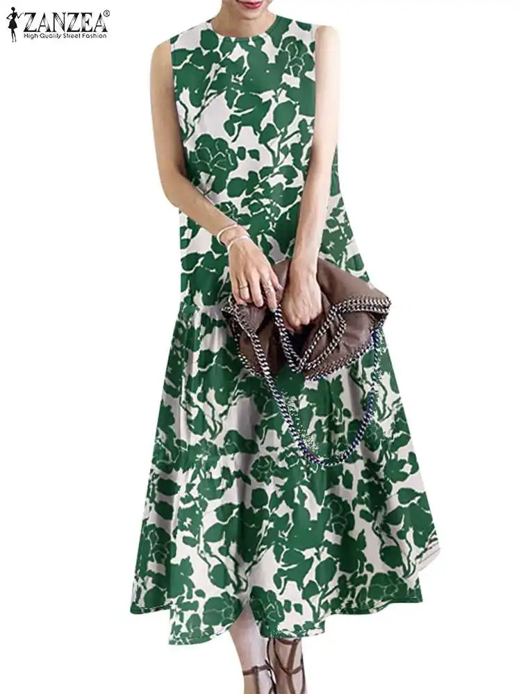 Платье ZANZEA женское средней длины с цветочным принтом праздничный Модный