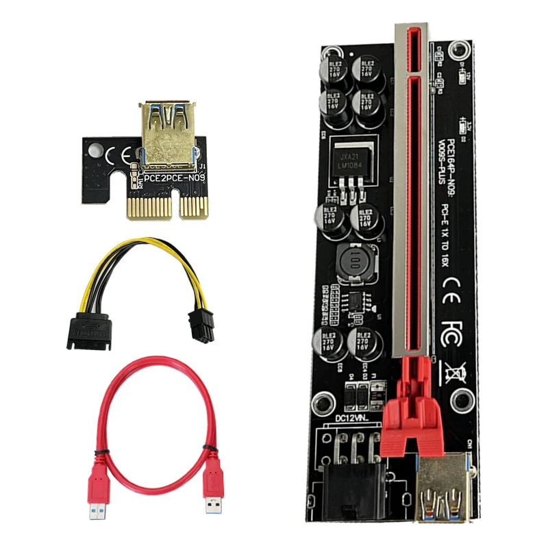 

6 шт. новейший VER009 USB 3.0 PCI-E Райзер VER 009S Экспресс 1X 4x 8x 16x Райзер адаптер карта SATA 15 контактов на 6 контактов кабель питания