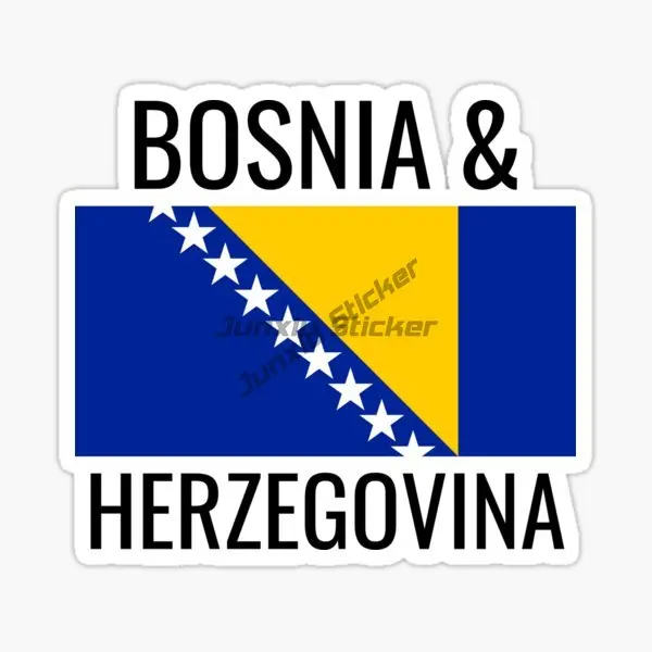 Фото BIH флаг Боснии и Герцеговины, креативные виниловые самоклеящиеся ПВХ для украшения стены, окна, автомобиля, фургона, грузовика, велосипедного шлема, наклейки №4
