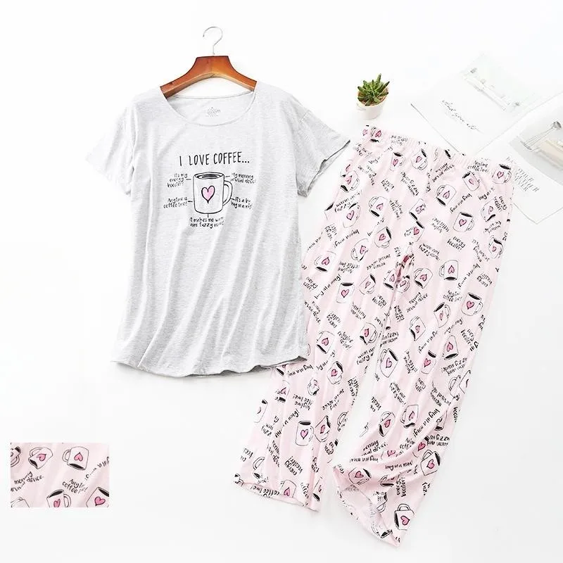 

Womans Pajama Sets Home Wears Cartoon Pajamas Cozy Soft Cotton Cozy Mom New PJS Big Size Home Clothes 2Piece/Set