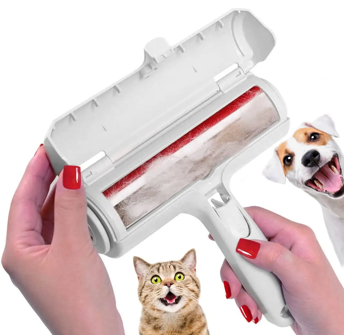 

Pet Hair Remover Roller - Dog & Cat Fur Remover with Self-Cleaning Base - Efficient Animal Hair Removal Tool - Perfect for Furni