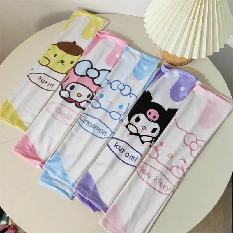 

Kawaii Sanrioed ледяные рукава My Melody Kuromi Cinnamoroll мультфильм анимация ледяной шелк солнцезащитные ледяные рукава ультрафиолетовые