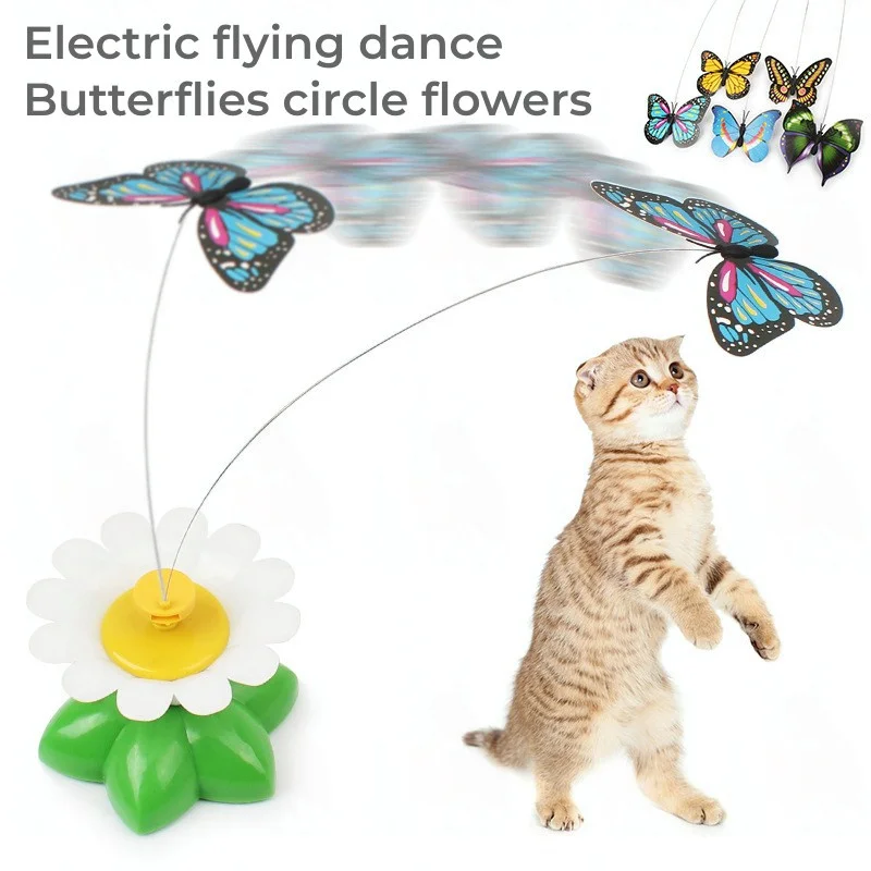 

Fun Intelligent Automatic Rotation Cat Teaser Flying Birds Butterflies Around Fresh Interactive Cat Toys Cat Toys