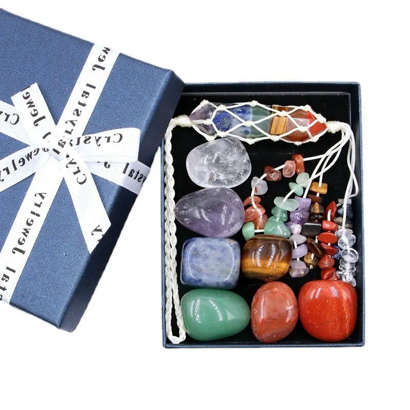 

Natural Healing Quartz 7 Chakras Reiki Stones Mineral Collection Pendant Jewelry Spiritual Products Gift Box