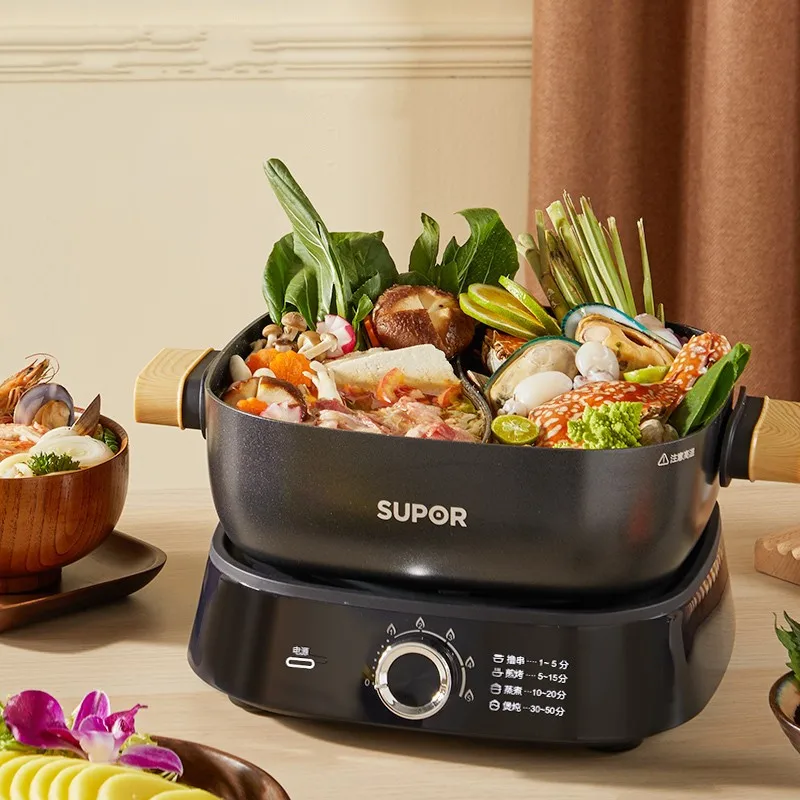 

SUPOR Hot Pot Electric Cooker 220V 5L Electric Pot for Cooking Multi Cooker Double Flavor Hotpot Cooking Pot Electric Non-stick