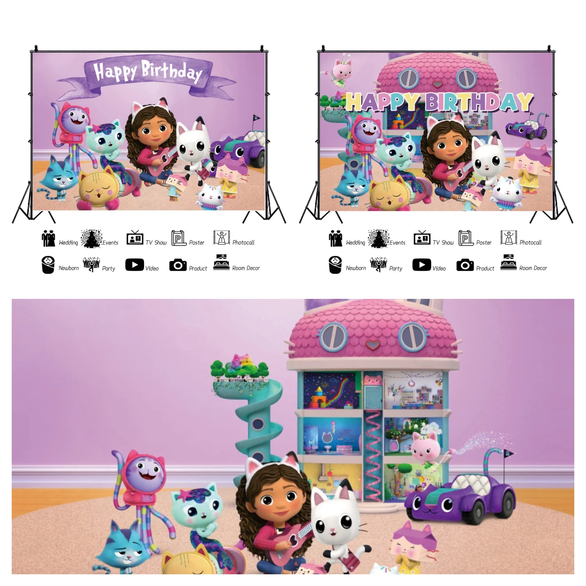 

Анимационный мультфильм ТВ шоу Кот девочка фотография Фон День Рождения Декор баннер фон для фотостудии на заказ