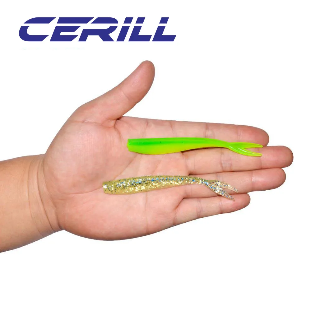 

Cerill 5PCS 100mm 3.5g Shiner Minnow Soft Fishing Lure Artificial Worm Bait Forked Tail Bass Carp Wobbler Shad Silicone Swimbait