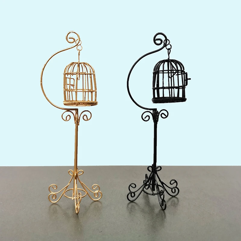 

1:12 Dollhouse Miniature Furniture Metal Bird Cage For Dollhouse Decor Dollhouse Birdcage Iron bird Cage Model