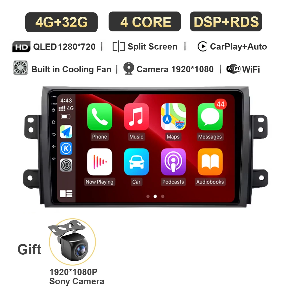 

Автомобильный радиоприемник Carplay Android 15 для Suzuki SX4 2006-2013, Fiat Sedici 2005-2014, навигация, мультимедийный видеоплеер, аудио, 2din, стерео