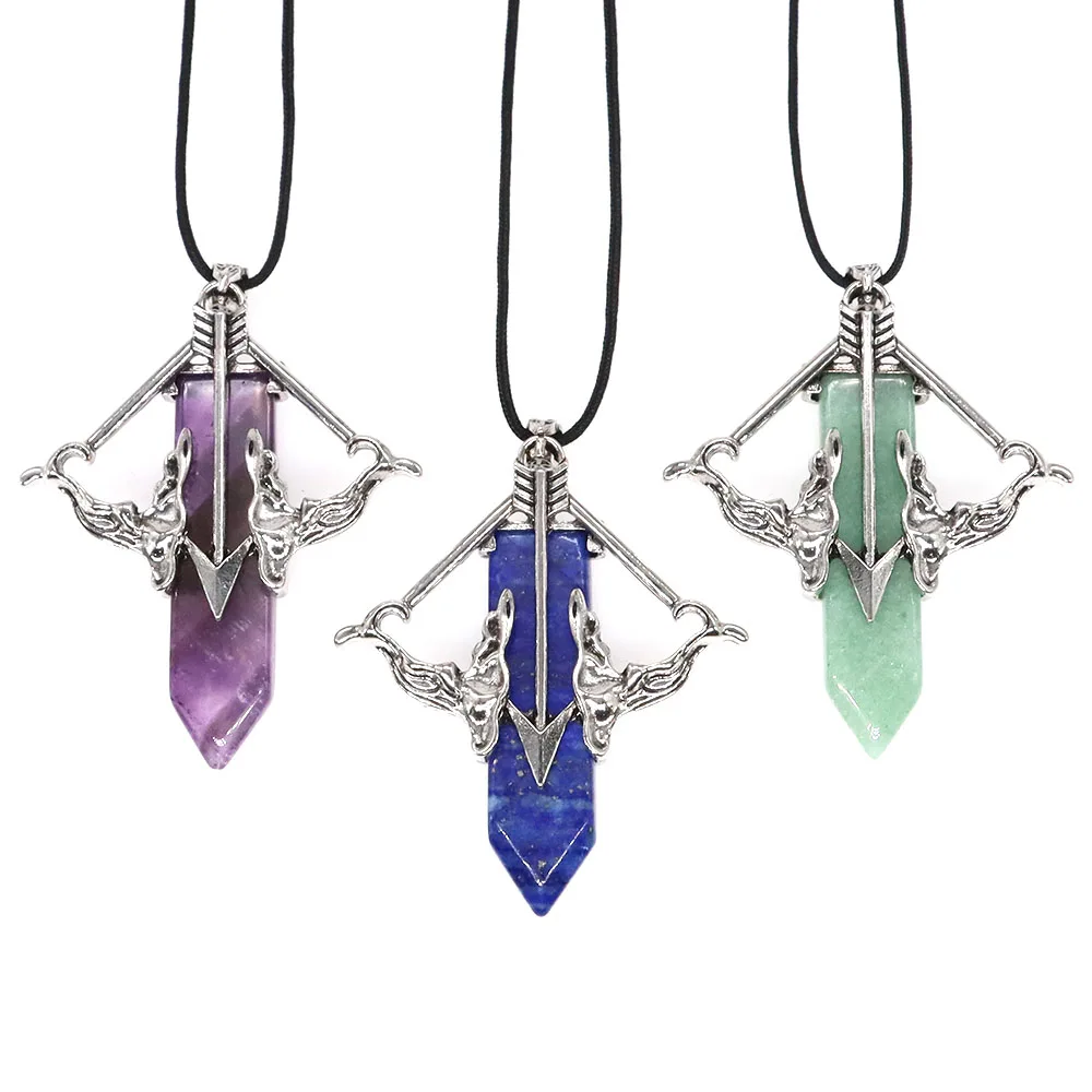 

Sword of Cupid Pendant Natural Stones Reiki Healing Crystal Amethyst Pendulum Fashion Gemstone Necklace Love Charm Jewelry Gifts