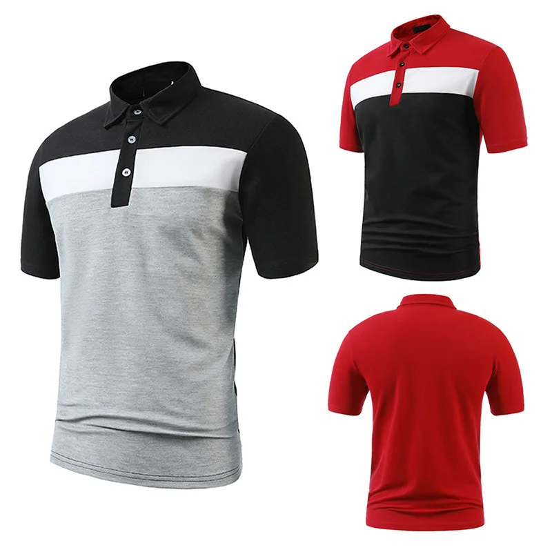 

2022 Summer New Casual Short-sleeved Polo Shirt Contrast Color Lapel Popular Polo Shirt Large Size Short-sleeved T-shirt Men
