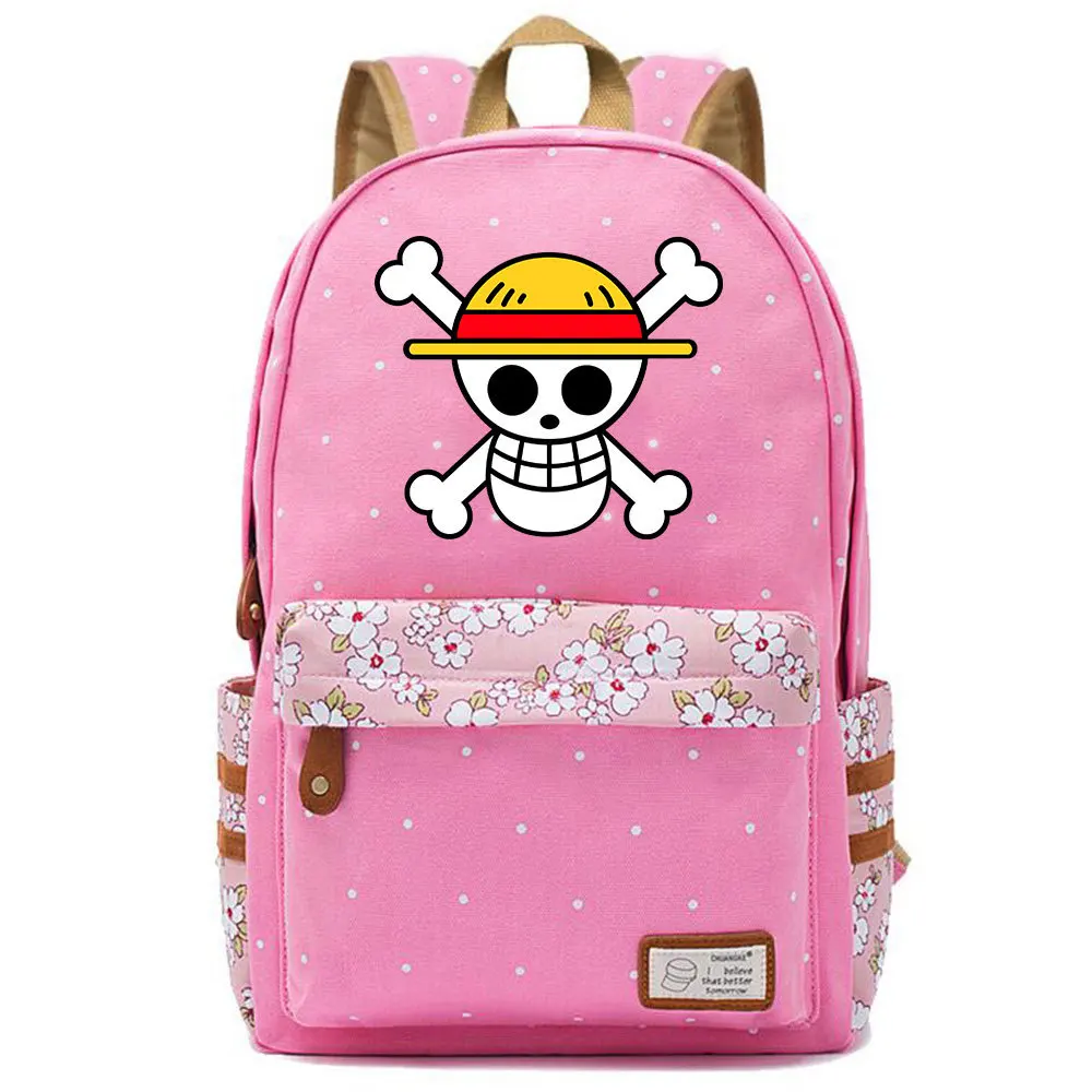 

Рюкзак унисекс на молнии с принтом аниме Луффи, повседневный школьный ранец розового цвета для студентов, дорожная сумка для ноутбука