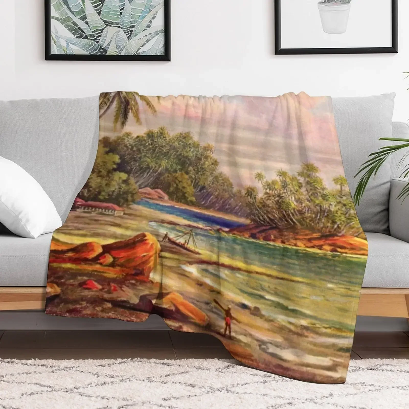 Cocos Island at Belligema (Gan-Duva) Цейлон -Ernst Haeckel Плед Модные диваны аниме для зимы Одеяла