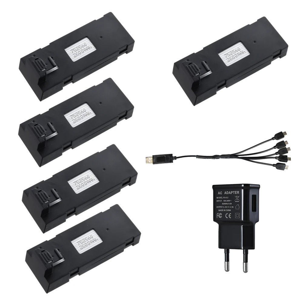 3,7 в RC Дрон литий-полимерный аккумулятор 2600 мАч Сменный аккумулятор для E88 E88PRO E88MAX E525 E99 E99PRO P1 P5PRO K3 S1 P8