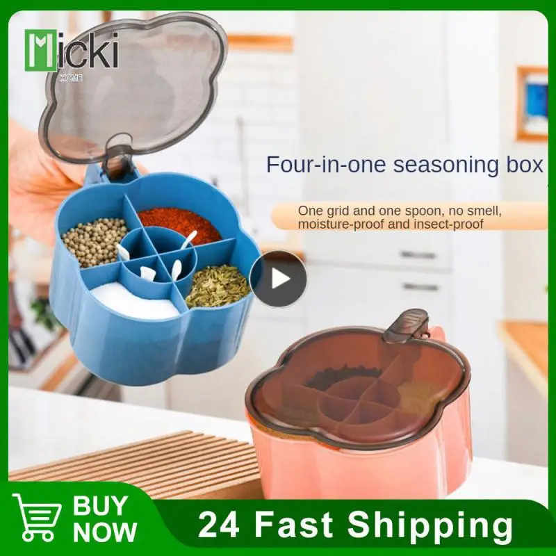 

Easy To Use Multi Compartment Herb Spice Jars Pp Plastic Durable Plastic Seasoning Box Spice Jar Convenient With Spoon Spice Jar