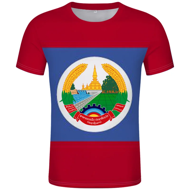 

Laos People T Shirt Diy Free Custom Made Name Number T-Shirt Nation Flag La Republic Laotian Country Print Photo Red Clothes