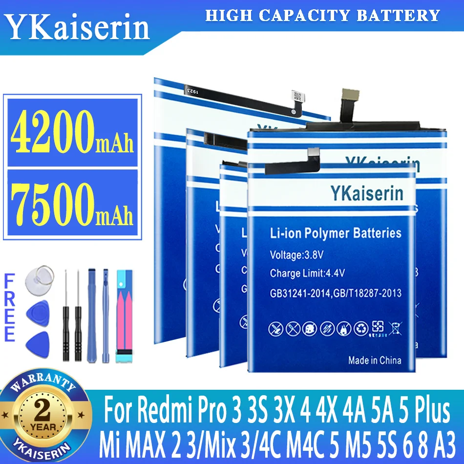 

Аккумулятор ykaisin для Xiaomi Redmi Pro 3, 3S, 3X, 4, 4X, 4A, 5A, 5 Plus, Xiaomi 8 Lite, 9, mi MAX 2, 3, Mix 3, A3, 4C, M4C, 5, M5, детали 6, 8